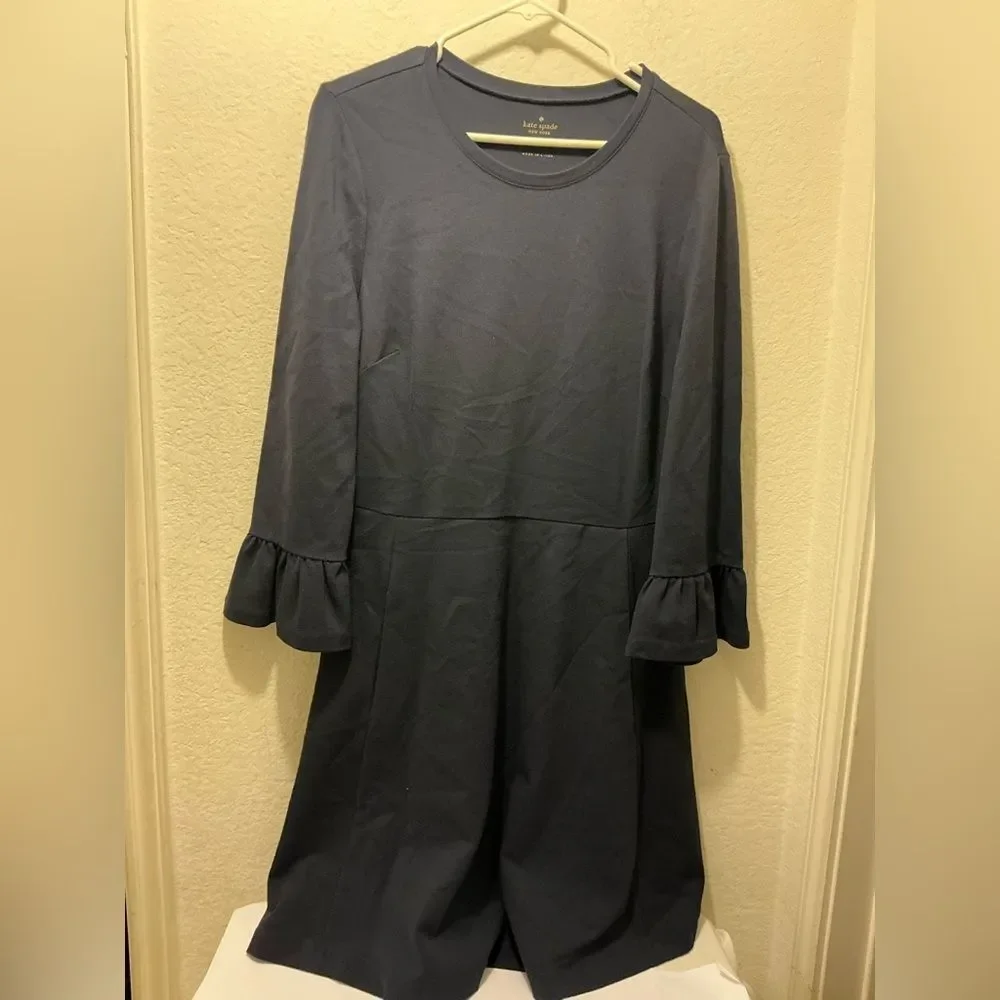 NWOT kate spade Black Long-Sleeve Ruffle-Cuff A-Line Dress size XL
